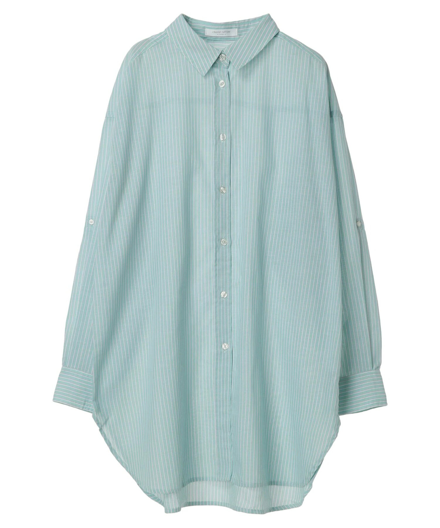 綿麻混タブ付オーバーサイズシャツチュニック 24SS/長袖/オーバーサイズ/体型カバー/春夏/レディース